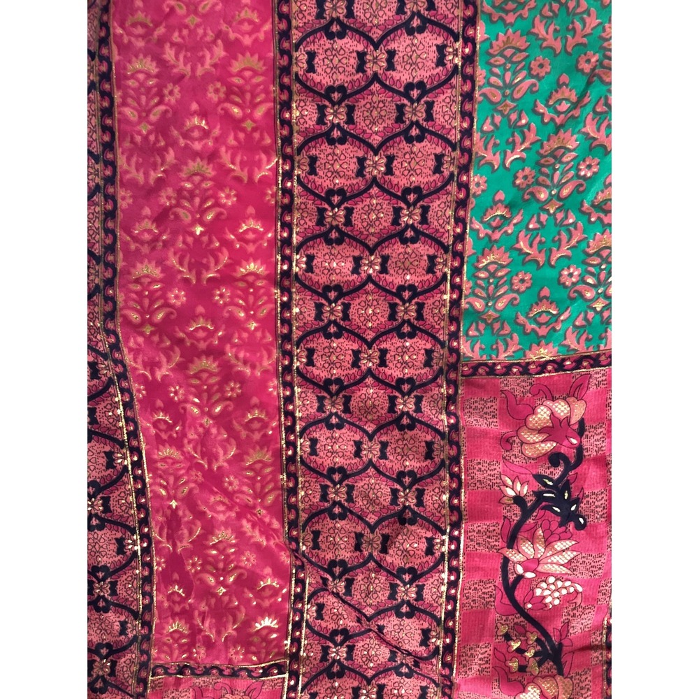 India Boutique Maxi Dress Womens Large Pink Good Boho Patchwork Bell Sleeve L - Picture 6 of 9